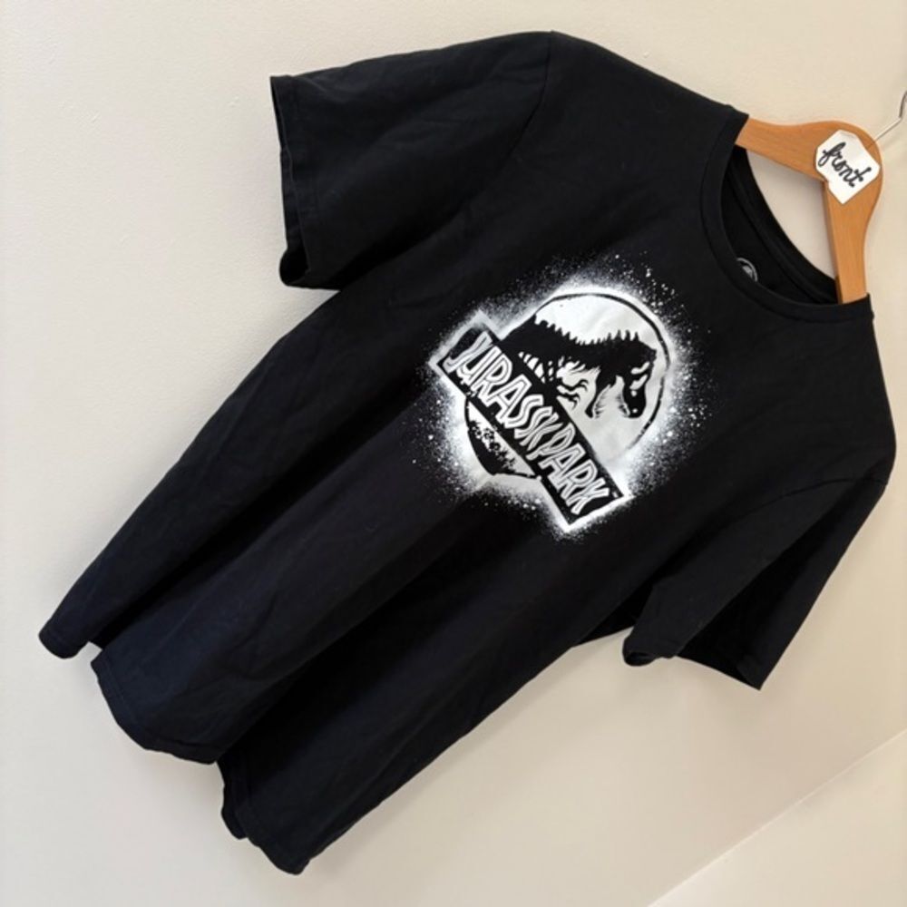 Black Jurassic Park T-Shirt adult sz L preworn